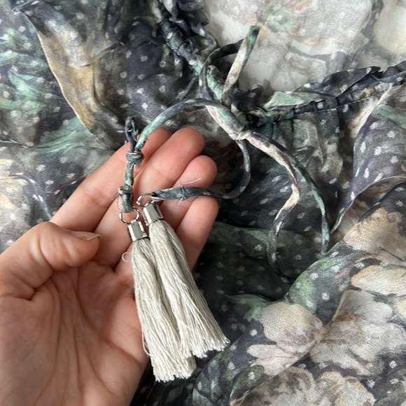 Zimmermann 0 XS Silk Floral Long Sleeve Tiered Ruffle Mini Dress - Picture 10 of 10